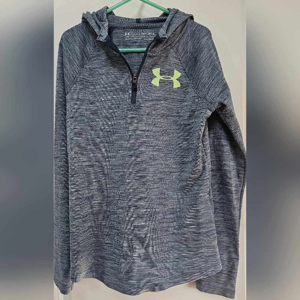 Under Armour Youth Green/blue Quarter zip Hoodie, size YMD